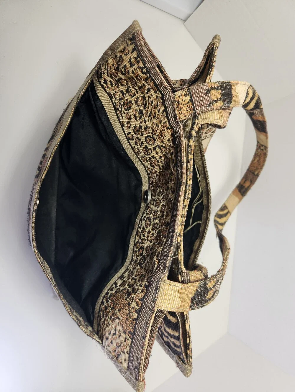 Jade Safari Animal Print Tapestry Zip Purse Tote Bag w/ Coin Purse Pockets